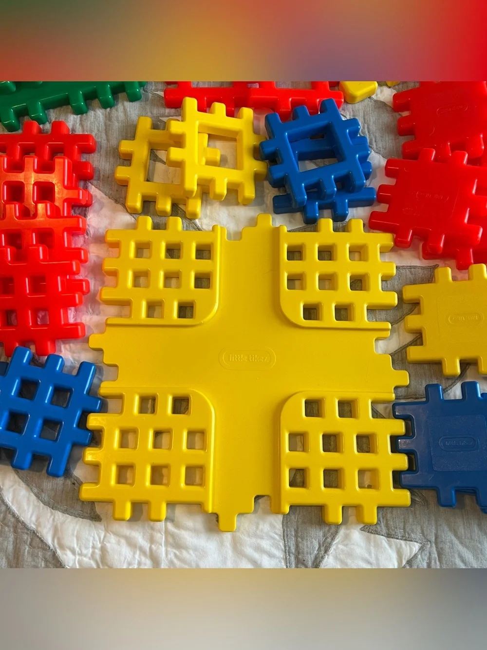 Vintage LITTLE TIKES Wee Waffle Blocks Set 49 Pieces 4” Including Intersection